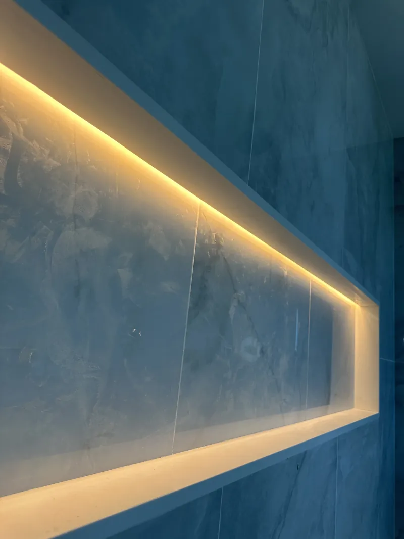 LED cove lighting in a tiled shower — MTL Electric, Long Island