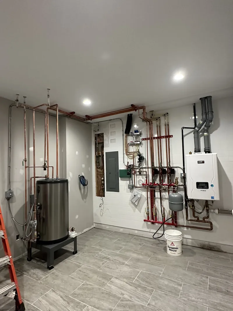 Mechanical room — hydronic controls wired — MTL Electric, Long Island